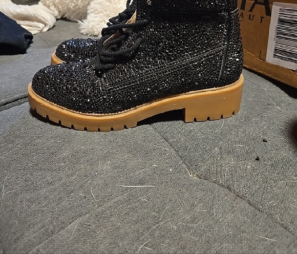 Betsey Johnson Black Rhinestone Women's Boots - Picture 3 of 7